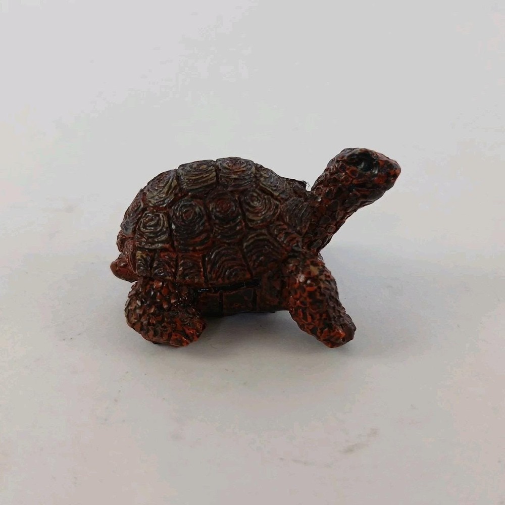 Dark Red Cinnabar Resin Asian Animal Lucky Figurine Statue Turtle Tortoise